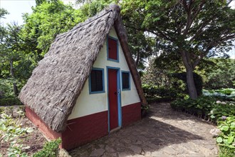 Casa de Colmo, traditional thatched farmhouse, botanical garden in Funchal, Madeira, Portugal,