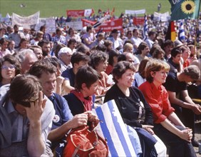 DEU, Germany: The historical slides from the 80-90s, Nesselwang. Peaceful and non-peaceful protests