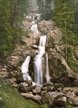 The waterfall of Treiberg, Triberg, Black Forest, Baden-Württemberg, Historic, digitally enhanced