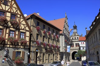 View of the Main Gate from the town side and the town hall, Marktbreit town, Litzingen district,