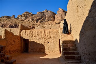 Local Veiled Woman in the Old City of AlUla, Medina Province, Saudi Arabia, Arabian Peninsula, Asia