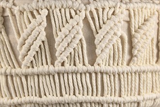 Macramé, a form of textile produced using knotting techniques