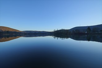 Lake in the morning, Freudenberg am Main, Untermain, Spessart, Odenwald, Franconia,