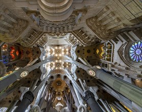 Interior of the Sagrada Família, Church of the Atonement of the Holy Family, architect Antoni