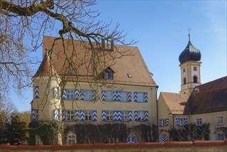 Wilfingen Castle, hunting lodge, windows, shutters, architecture, St. John Nepomuk Catholic Church