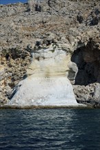 Face of Poseidon rock formation near Stegna, Rhodes, Dodecanese, Greece, Europe