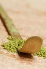 Japanese Matcha tea, green tea powder, bamboo spoon, chashaku Japanese Matcha tea, green tea