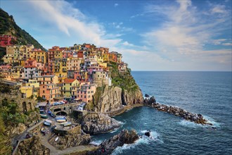 Manarola village popular european italian tourist destination in Cinque Terre National Park UNESCO