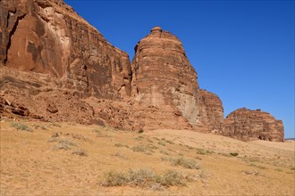 Landscape at Jabal Ikmah, near AlUla, Medina Province, Saudi Arabia, Arabian Peninsula, Asia