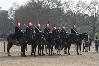 Parade of Horse Guards, soldiers of the Household Cavalry Mounted Regiment, White Hall,