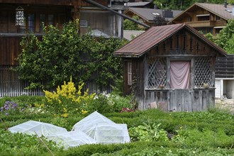 Wooden Garden House and Garden, Saanen, Switzerland, Europe