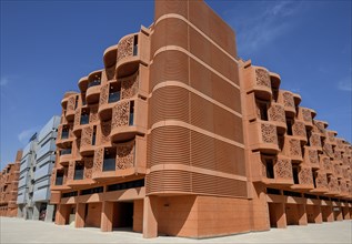 Houses, Masdar City urban development project, first emission-free eco-city, Emirate of Abu Dhabi,