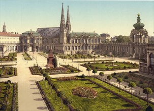 The Zwinger in Dresden, Saxony, Historic, digitally enhanced reproduction of a photochrome print