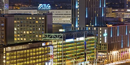 Skyscrapers at Alexanderplatz in the evening, Berlin, Germany, Europe