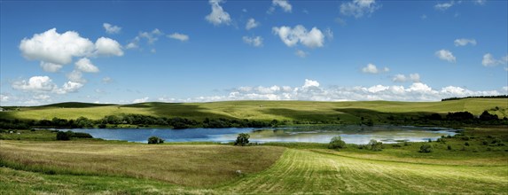 Lake of La Godivelle (lac d'en bas), plateau of Cezallier, Regional Nature Park of Volcans