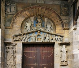 Clermont Ferrand. Tympanum of the romanesque church of Notre Dame du Port. Puy de Dome department.