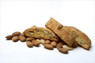 Cantucci and almonds, almond biscuits from Tuscany, Italy, Europe