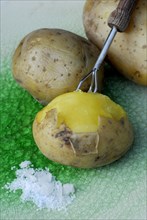 Jacket potatoes and sea salt, potato, potatoes