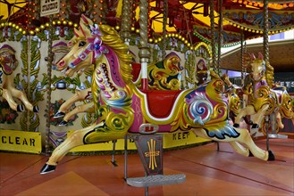 Colourful painted horse in a carousel, London, England, United Kingdom, Europe