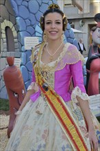 María García Gonzalez, Fallera Mayor 2014 from the Falla group "La Font" wearing traditional dress