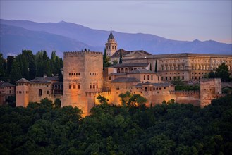 Alhambra castle on Sabikah Hill, one of the most important buildings in the Moorish style, Unesco