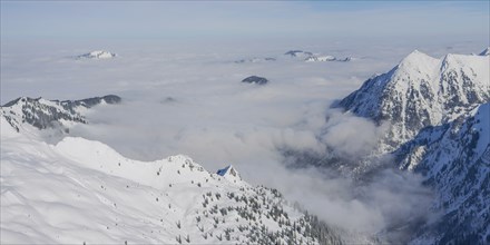 Mountain panorama from Nebelhorn, 2224m, into Rettenschwangtal, in the back on the left the