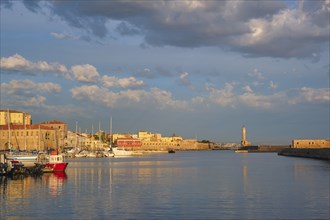 Picturesque old port of Chania is one of landmarks and tourist destinations of Crete island in the