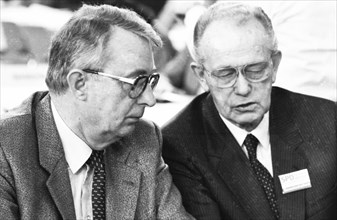 SPD Party Congress April 1982. Ernst Breit and Heinz-Oskar Vetter, Germany, Europe