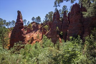 Ochre nature trail, Le Sentier des Ocres, former ochre mining area, ochre rocks, Roussillon,