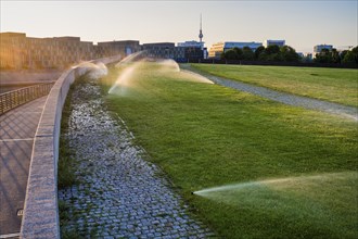 Irrigation in Spreebogenpark, Berlin, Germany, Europe