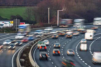 Motorway A3 between Düsseldorf and Leverkusen, near Erkrath, video cameras monitor the traffic,