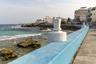 Coastal promenade walkway on east coast of Isla Mujeres, Caribbean Coast, Cancun, Quintana Roo,