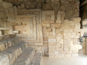 Elaborate stone carvings at Mayan archaeological site, Ek Balam, near Valladoid, Temozón, Yucatán,