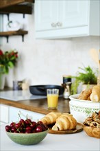 Sweet snack on a kitchen table (selective focus photo) (focus on foreground)