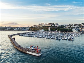 Torquay Harbour and Marina, English Riviera from a drone, Devon, England, United Kingdom, Europe