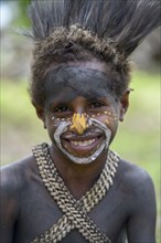 Portrait of a native boy, Mutin village, Lake Murray, Western Province, Papua New Guinea, Oceania