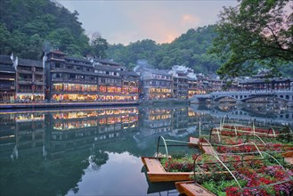 Chinese tourist attraction destination, Feng Huang Ancient Town (Phoenix Ancient Town) on Tuo Jiang