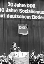 The communists (DKP) celebrate 30 years of the GDR in Hamburg on 05.10.1979. Herbert Mies, Germany,