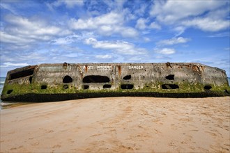 Mulberry Harbour, Remains on sandy beach Beach, No Trespassing, Danger, Atlantic Wall, D-Day,