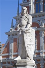 The Rolanddenkmal as a symbol for the free Hanseatic city on the town hall square in Riga, Latvia,