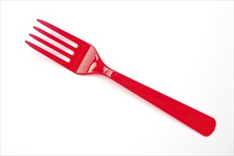 Disposable cutlery, red plastic fork, fork