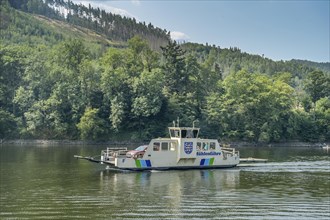 Ferry, Linkenmühle-Altenroth, Hohenwarte reservoir, Thuringia, Germany, Europe