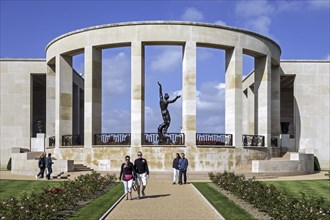 Tourists visiting the Normandy American Cemetery and Memorial, Omaha Beach, Colleville-sur-Mer,