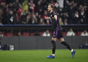 Goal celebration Harry Kane, FC Bayern Munich FCB (09), Champions League, Allianz Arena, Munich,