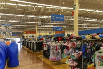 Products on display inside large Walmart superstore, Campeche city, Campeche State, Mexico, Central