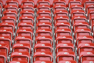 Empty red seats, grandstand, MHPArena, MHP Arena Stuttgart, Baden-Württemberg, Germany, Europe