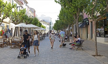 Pedestrian zone in Mao, Mahon, Menorca, Spain, Europe