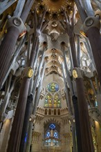 Interior of the Sagrada Família, Church of the Atonement of the Holy Family, architect Antoni