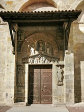 Clermont Ferrand. Tympanum of the romanesque church of Notre Dame du Port. Puy de Dome department.