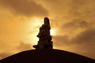 The artwork Himmelstreppe on the Rheinelbe slagheap in the backlight, Gelsenkirchen, North